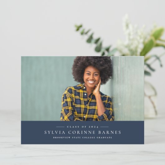 Faire-part de graduation horizontale de la marine  (Debout devant)