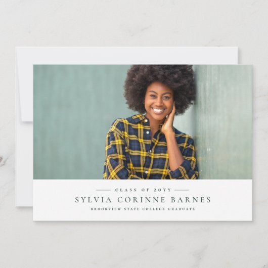 Faire-part de graduation horizontale verte classiq (Devant)