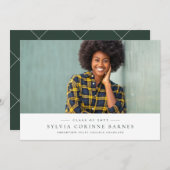 Faire-part de graduation horizontale verte classiq (Devant / Derrière)