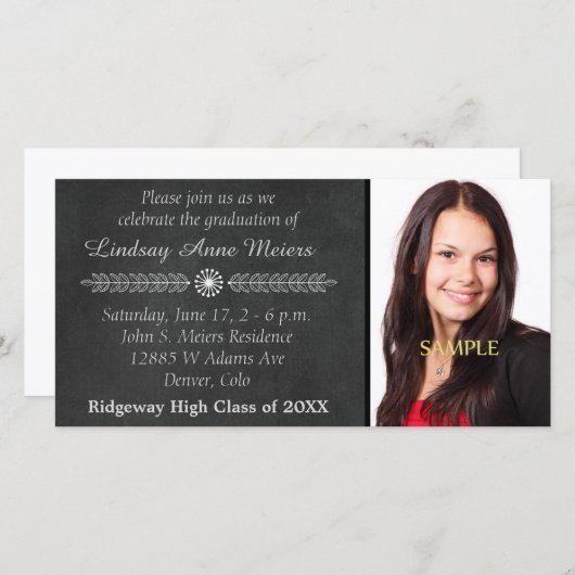 Faire-part de graduation Modèle photo de tableau d (Devant / Derrière)