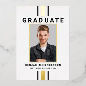 Faire-part de graduation moderne Black Gold Foil (Recto)