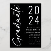 Faire-part de graduation moderne Black Silver 2024 (Recto)