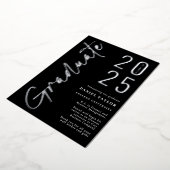 Faire-part de graduation moderne Black Silver 2025 (Rotation)