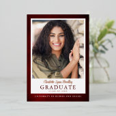 Faire-part de graduation moderne Elegant Red Foil (Debout devant)