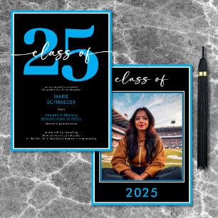 Faire-part de graduation moderne en bleu