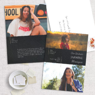 Faire-part de graduation moderne en noir d'alors/m