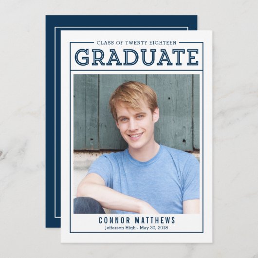 Faire-part de graduation moderne Invitation (Devant / Derrière)