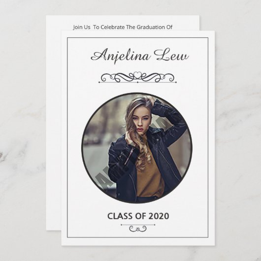 Faire-part de graduation modifiable et invitation (Devant / Derrière)