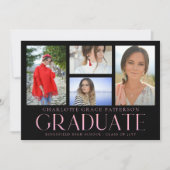Faire-part de graduation multi-photo de script sim (Devant)