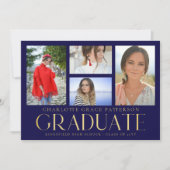 Faire-part de graduation multi-photo de script sim (Devant)