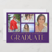 Faire-part de graduation multi-photo de script sim (Devant)