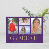 Faire-part de graduation multi-photo de script sim (Debout devant)
