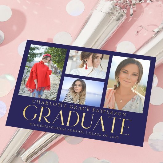 Faire-part de graduation multi-photo de script sim