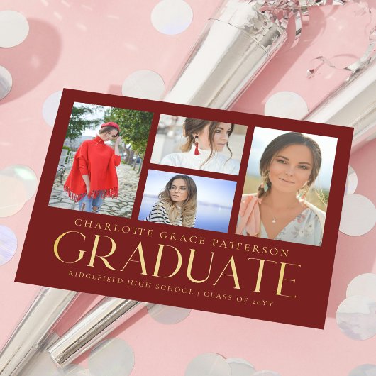 Faire-part de graduation multi-photo de script sim