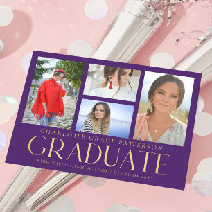 Faire-part de graduation multi-photo de script sim