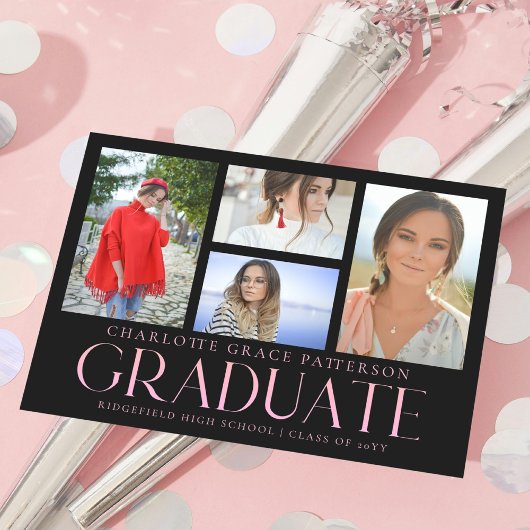 Faire-part de graduation multi-photo de script sim