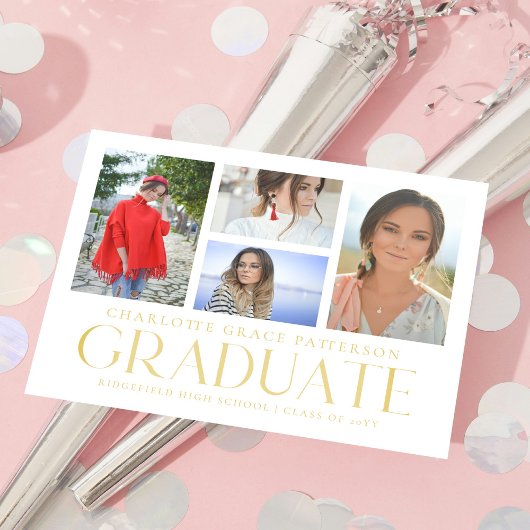 Faire-part de graduation multi-photo de script sim