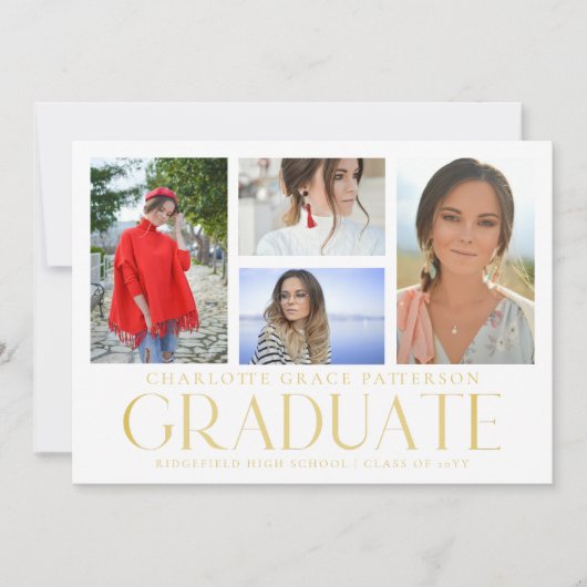 Faire-part de graduation multi-photo de script sim (Devant)