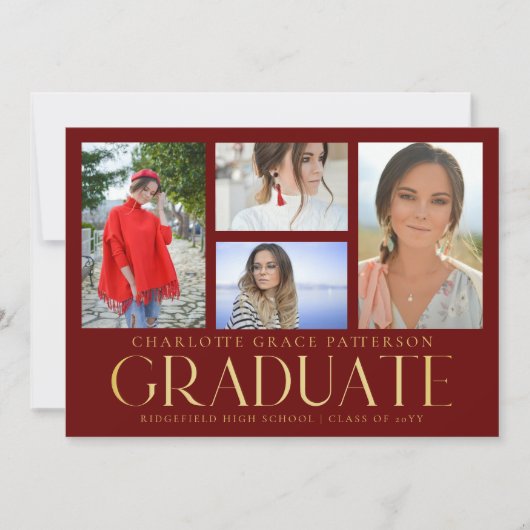 Faire-part de graduation multi-photo de script sim (Devant)