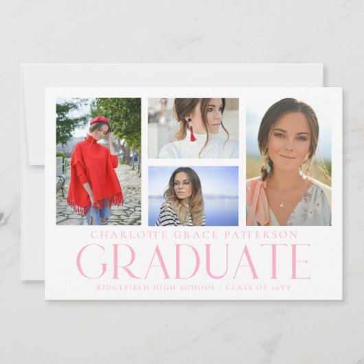 Faire-part de graduation multi-photo de script sim (Devant)