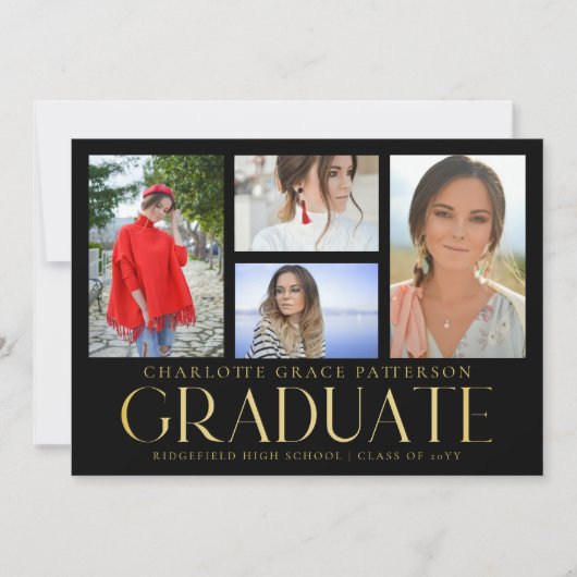 Faire-part de graduation multi-photo de script sim (Devant)