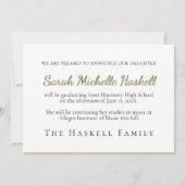 Faire-part de graduation musicale Trible Clef Grad (Dos)