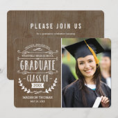 Faire-part de graduation naturelle - Bois (Devant / Derrière)