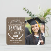 Faire-part de graduation naturelle - Bois (Debout devant)
