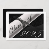 Faire-part de graduation noir et blanc (Devant / Derrière)