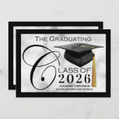 Faire-part de graduation noire classique (Devant / Derrière)