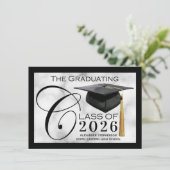 Faire-part de graduation noire classique (Debout devant)