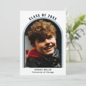 Faire-part de graduation photo Arc bleu linéaire (Debout devant)