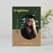 Faire-part de graduation photo arrondie unique Foi (Debout devant)