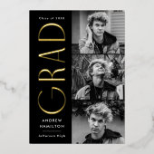 Faire-part de graduation photo Black and Gold 3 (Recto)