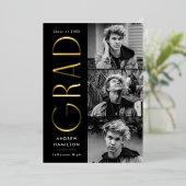 Faire-part de graduation photo Black and Gold 3 (Debout devant)