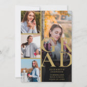 Faire-part de graduation photo Black and Gold 5 (Devant)