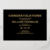 Faire-part de graduation photo Black and Gold Foil (Verso)
