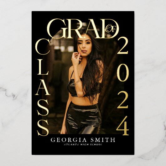 Faire-part de graduation photo Boho Arch moderne (Recto)