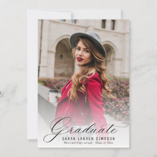 Faire-part de graduation photo calligraphie modern