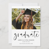 Faire-part de graduation photo de script simple mo (Devant)