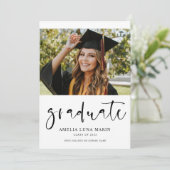 Faire-part de graduation photo de script simple mo (Debout devant)