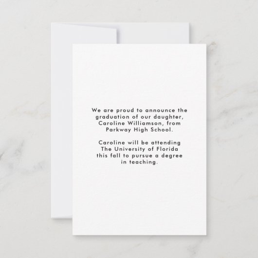 Faire-part de graduation photo design moderne (Dos)