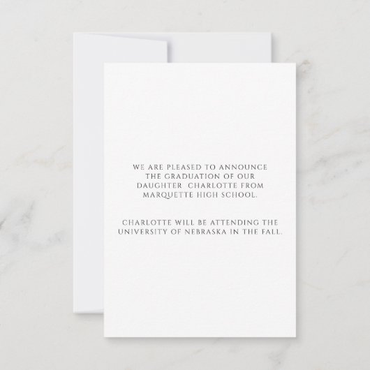 Faire-part de graduation photo du script budgétair (Dos)