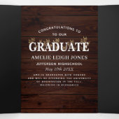 Faire-part de graduation photo en bois rustique (Intérieur au milieu)