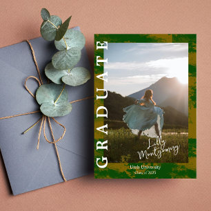 Faire-part de graduation photo en marbre vert