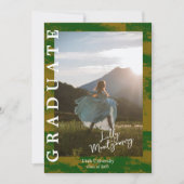 Faire-part de graduation photo en marbre vert (Devant)