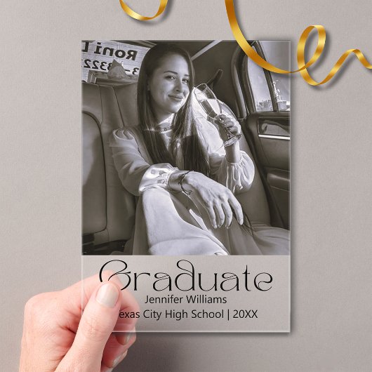 faire-part de graduation photo en noir et blanc