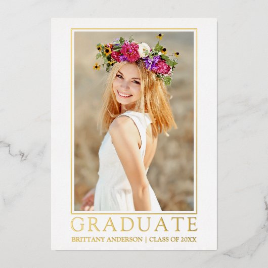 Faire-part de graduation photo Gold Foil moderne (Recto)