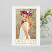 Faire-part de graduation photo Gold Foil moderne (Debout devant)