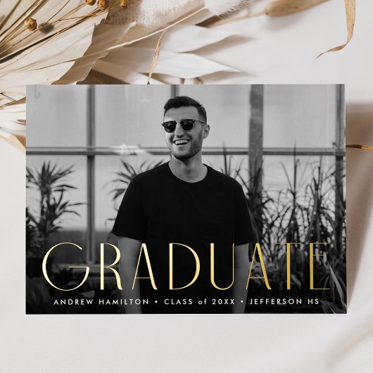 Faire-part de graduation photo Gold Foil moderne